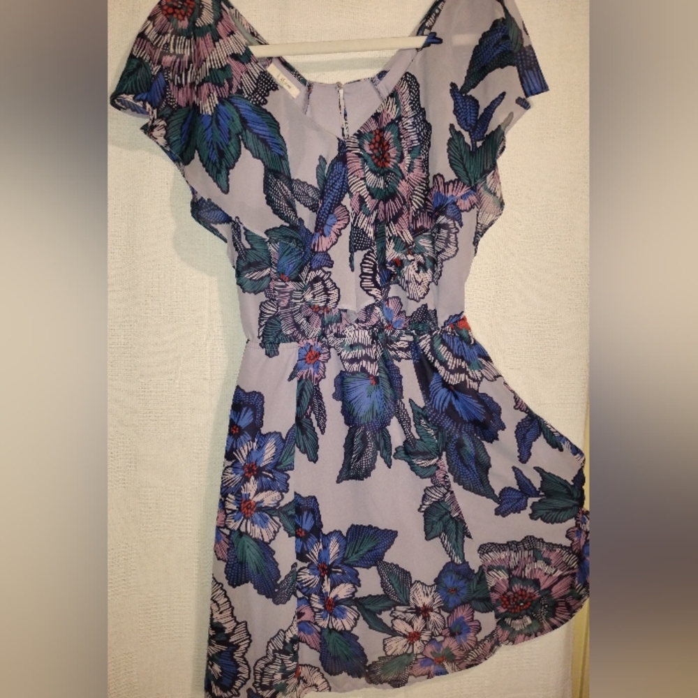 Airy Floral Print Dress in Blue and Purple.  light and flattering
